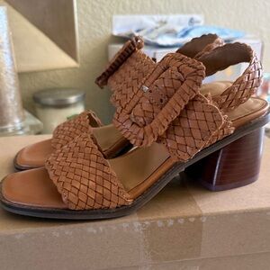 gentle souls Madelyn Tan Leather Wedge Sandals